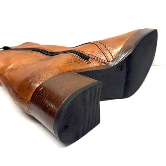 MIZ MOOZ SOFT LEATHER BOOTS SIDE ZIP SADDLE 37EU / 7US NEW Z-126 - Picture 2 of 5